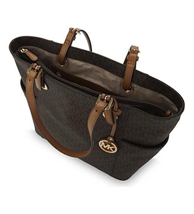 Shop Michael Michael Kors Jet Set Item Tote In Brown