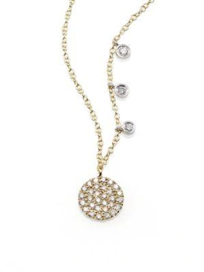 Shop Meira T Women's Diamond & 14k Yellow Gold Disc Necklace