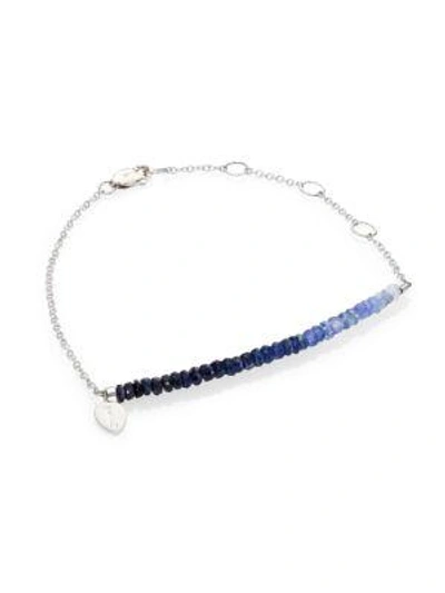 Shop Meira T Women's Sapphire & 14k White Gold Ombré Beaded Bracelet In Silver