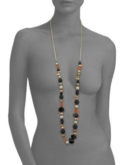 Shop Alexis Bittar Elements Mosaic Futurist Beaded Strand Necklace In Gold-black