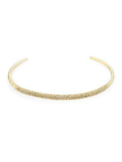 Shop Alexis Bittar Elements Thin Crystal-encrusted Collar Neckalce In Gold