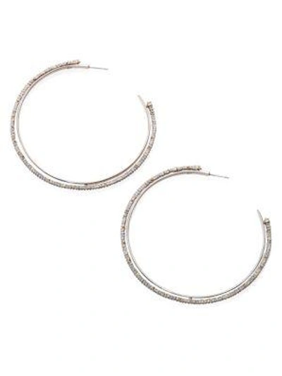 Shop Alexis Bittar Crystal Lace Orbiting Hoop Earrings/3.25" In Silver