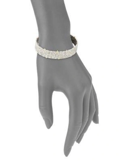 Shop Alexis Bittar Women's Crystal Lace Cuff Bracelet In Silver