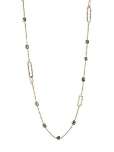 Shop Alexis Bittar Crystal-encrusted Mixed Stone Station Necklace In Gold