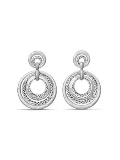 Shop David Yurman Stax Drop Earrings With Diamonds In Silver