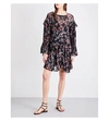 Iro Averen Ruffled Floral-print Chiffon Mini Dress In Black