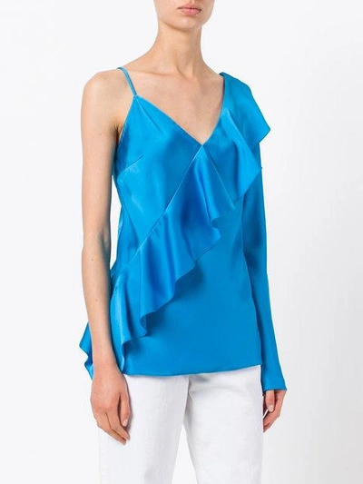 Shop Diane Von Furstenberg Dvf  Diagonal Ruffle Blouse - Blue