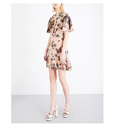 Shop Valentino Butterfly-print Silk Dress In Multi
