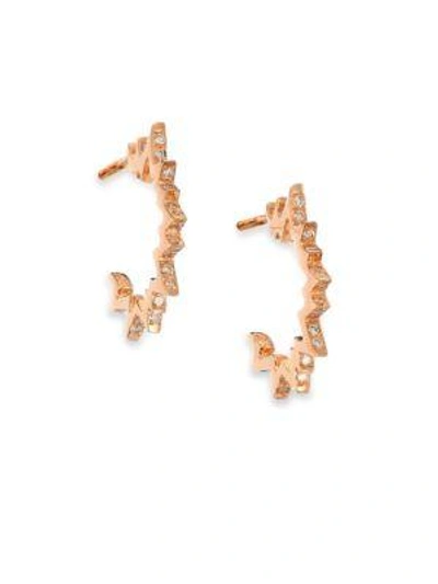 Shop Diane Kordas Pop Art Diamond & 18k Rose Gold Huggie Hoop Earrings