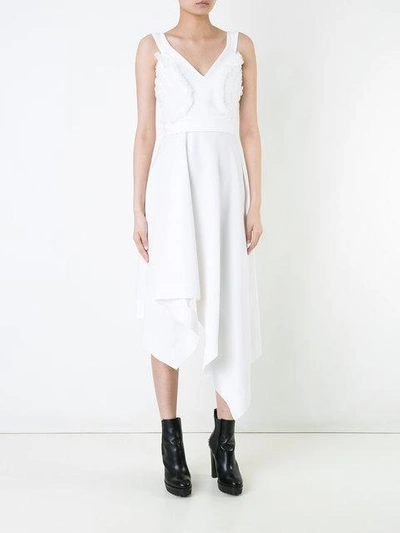 Shop Preen By Thornton Bregazzi Ruffle Appliquée Asymmetric Dress In White