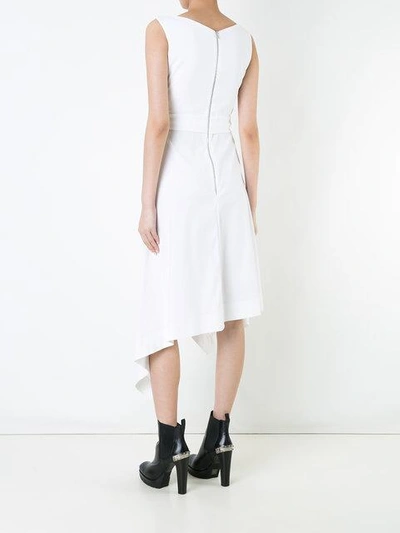 Shop Preen By Thornton Bregazzi Ruffle Appliquée Asymmetric Dress In White