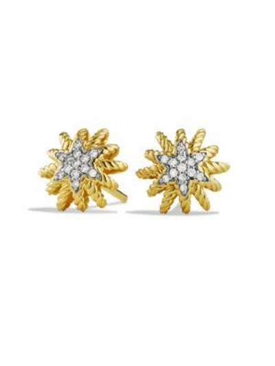 Shop David Yurman Starburst Mini Earrings With Diamonds In Gold