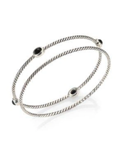 Shop David Yurman Cable Classics Gemstone Bangle Bracelets In Black Onyx