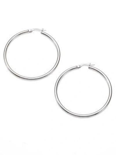 Shop Roberto Coin Women's 18k White Gold Hoop Earrings/1.75"