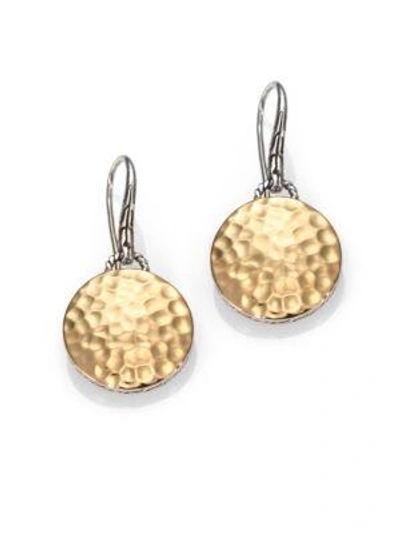 Shop John Hardy Women's Palu 18k Yellow Gold & Sterling Silver Hammered Disc Drop Earrings