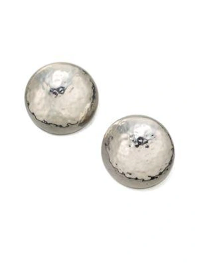 Shop Ippolita Women's Classico Sterling Silver Hammered Button Clip-on Earrings