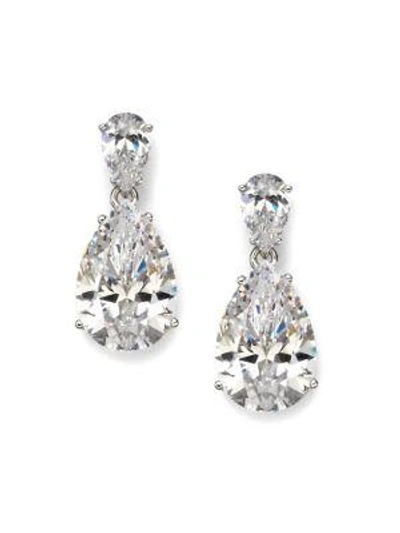 Shop Adriana Orsini Sterling Silver Pear Drop Earrings In Clear