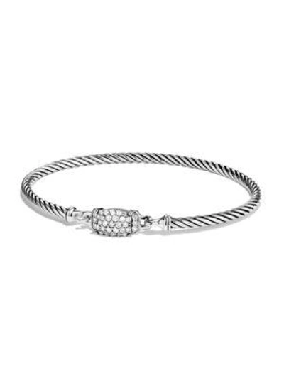 Shop David Yurman Petite Wheaton Bracelet With Diamonds In Silver