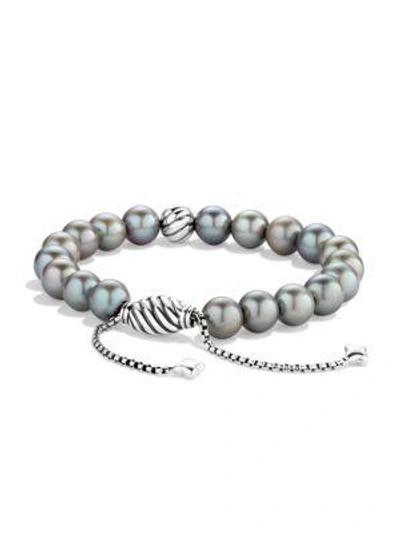 Shop David Yurman Spiritual Beads Bracelet With Pearls In Grey Pearl