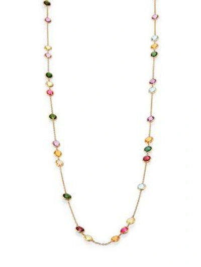 Shop Marco Bicego Women's Mini Jaipur Semi-precious Multi-stone Long Station Necklace In Gold