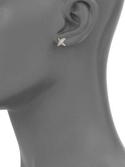 Shop David Yurman Women's X Earrings With Diamonds In Silver