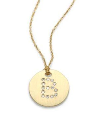 Shop Roberto Coin Tiny Treasures Diamond & 18k Yellow Gold Initial Pendant Necklace In B