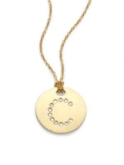 Shop Roberto Coin Tiny Treasures Diamond & 18k Yellow Gold Initial Pendant Necklace In C