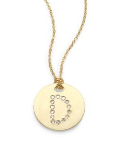 Shop Roberto Coin Tiny Treasures Diamond & 18k Yellow Gold Initial Pendant Necklace