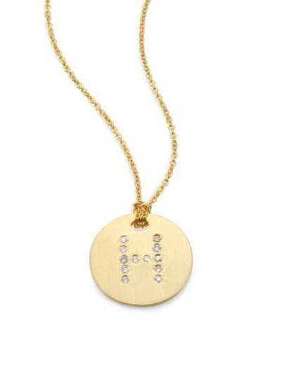 Shop Roberto Coin Tiny Treasures Diamond & 18k Yellow Gold Initial Pendant Necklace In H