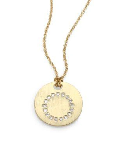 Shop Roberto Coin Tiny Treasures Diamond & 18k Yellow Gold Initial Pendant Necklace In O