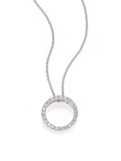 Shop Roberto Coin Tiny Treasures 0.11 Tcw Diamond & 18k White Gold Petite Circle Pendant Necklace