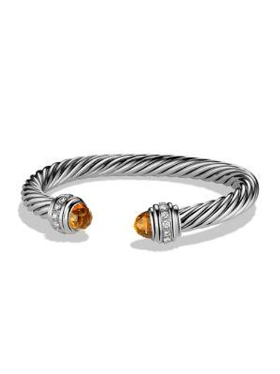 Shop David Yurman Cable Classics Bracelet With Diamonds In Citrine