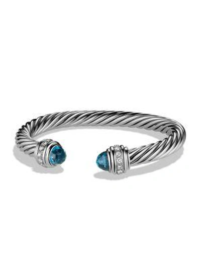 Shop David Yurman Cable Classics Bracelet With Diamonds In Hampton Blue Topaz