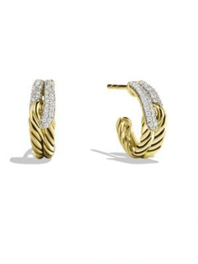 Shop David Yurman Labyrinth Single-loop Earrings With Diamonds In Gold