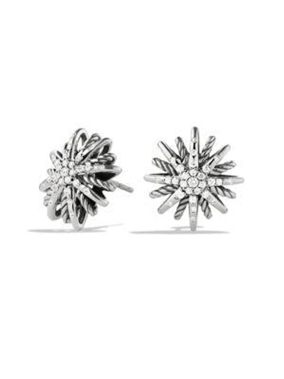 Shop David Yurman Starburst Earrings With Diamonds/16mm In Silver