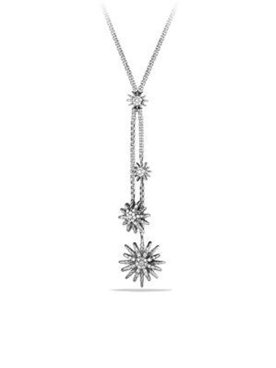Shop David Yurman Women's Starburst Y Necklace With Diamonds In Silver