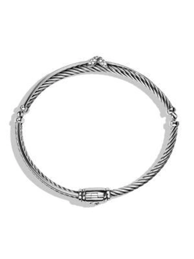 Shop David Yurman X Crossover Bracelet With Diamonds In Silver