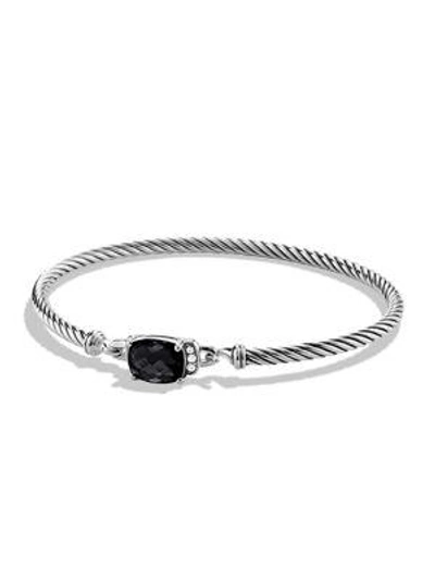 Shop David Yurman Petite Wheaton Bracelet With Diamonds In Black Onyx