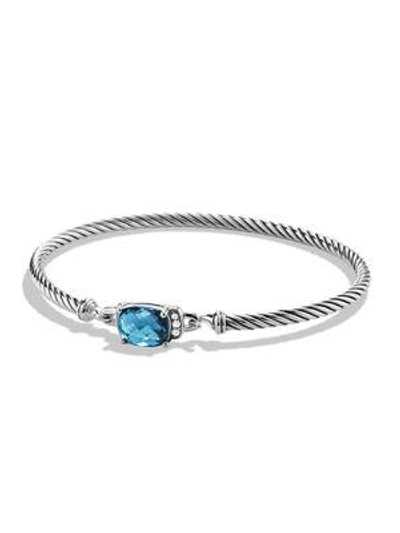 Shop David Yurman Petite Wheaton Bracelet With Diamonds In Blue Topaz