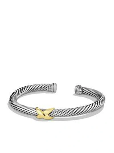 Shop David Yurman X Crossover Bracelet With 14k Yellow Gold In Silver