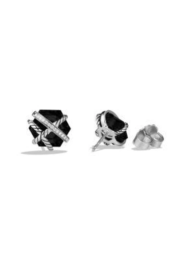 Shop David Yurman Women's Cable Wrap Earrings With Gemstone & Diamonds In Prasiolite