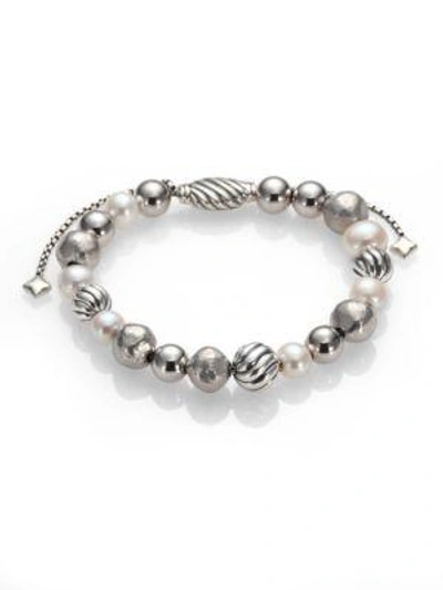 Shop David Yurman Elements Bracelet With Black Onyx & Hematine/8mm In Pearl