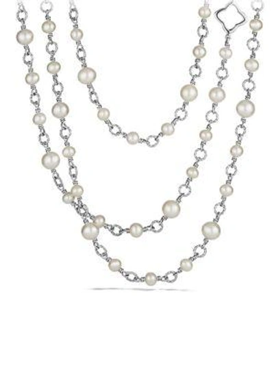 Shop David Yurman Bijoux Chain Necklace With Pearls In Silver Pearl