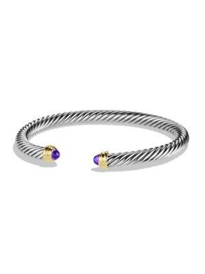 Shop David Yurman Women's Cable Classics Bracelet With Gemstone & 14k Yellow Gold In Amethyst