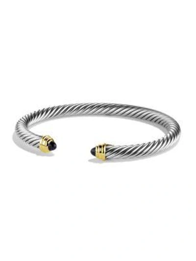Shop David Yurman Women's Cable Classics Bracelet With Gemstone & 14k Yellow Gold In Black Onyx
