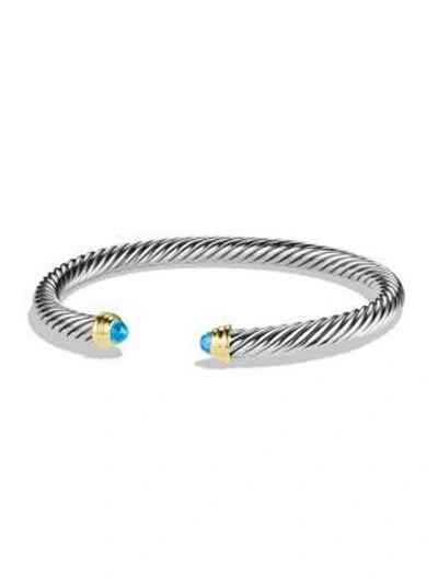 Shop David Yurman Women's Cable Classics Bracelet With Gemstone & 14k Yellow Gold In Blue Topaz