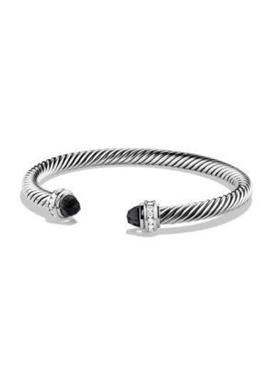 Shop David Yurman Women's Cable Classics Bracelet With Gemstone & Diamonds In Black Onyx