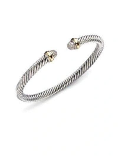 Shop David Yurman Cable Classics Bracelet With Diamonds In Gold Diamonds