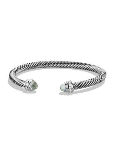 Shop David Yurman Women's Cable Classics Bracelet With Gemstone & Diamonds In Prasiolite