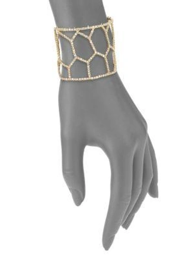 Shop Alexis Bittar Elements Spiked Crystal Honeycomb Cuff Bracelet In Gold